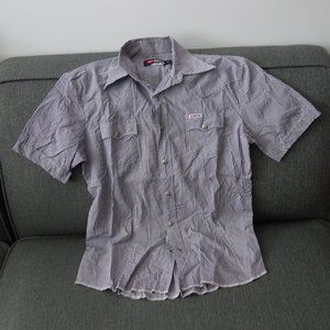 Diesel Checkered Short Sleeve Snap-In Button Down Size S